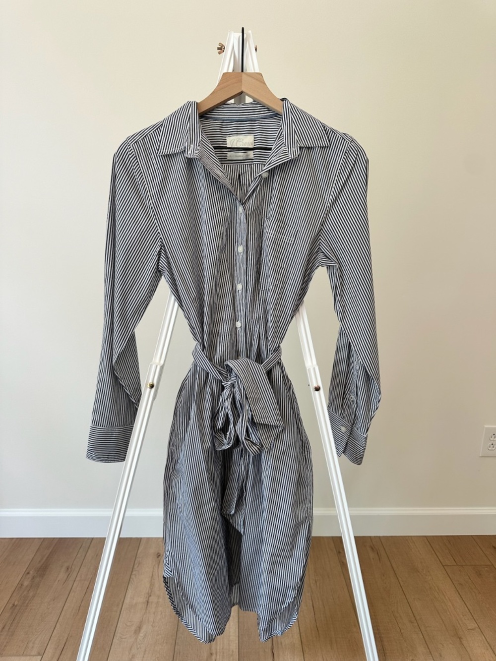 J. Crew Long Sleeve  button up striped cotton Poplin Shirt Dress
